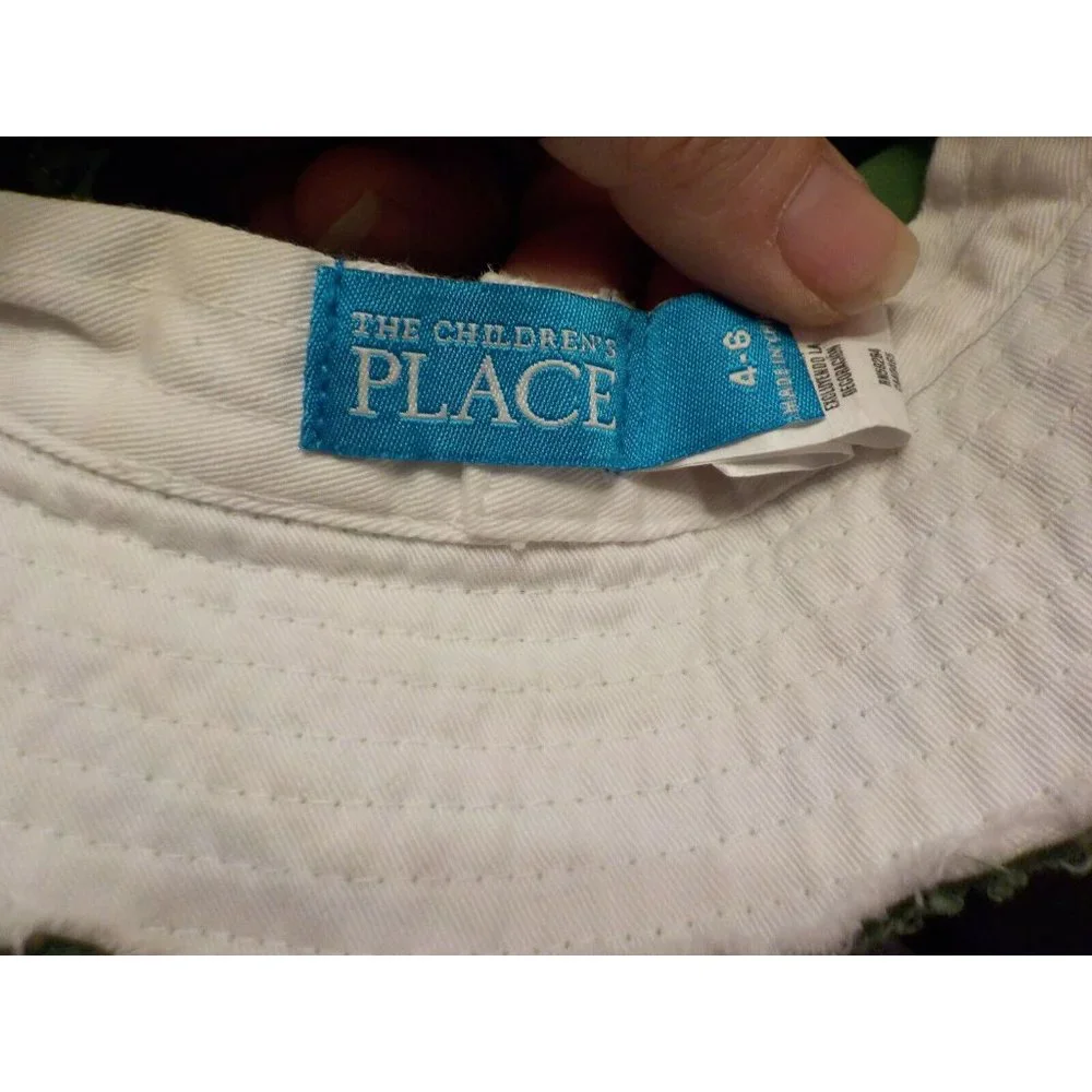 The Children's Place Sun Bucket Hat Raw Edges Surfer Shark Beach Green